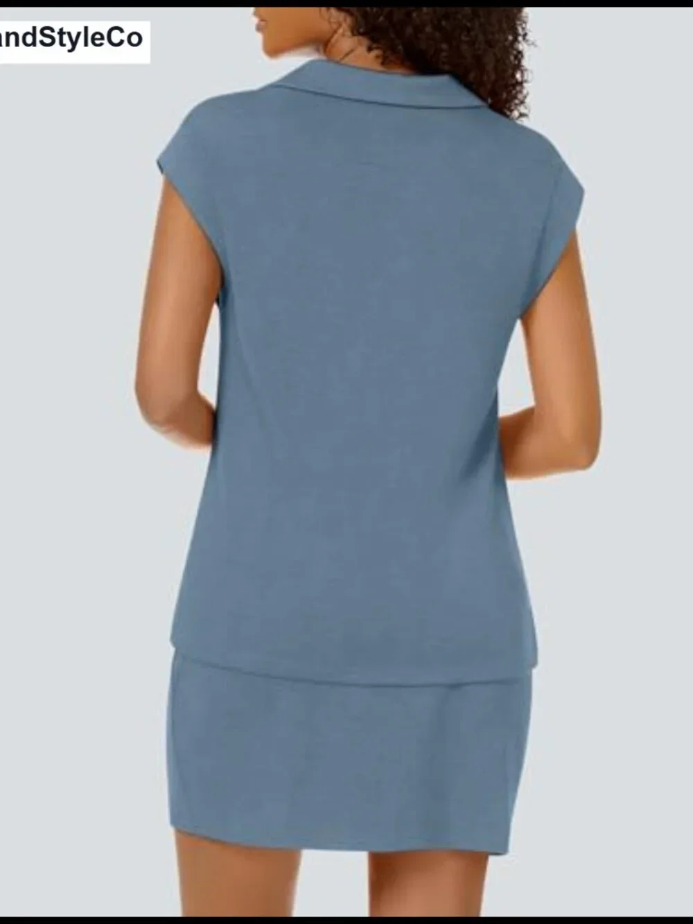 Women's 2 Piece Skirt Set Cap Sleeve V Neck Lapel Collar Tennis Skort Lounge Set